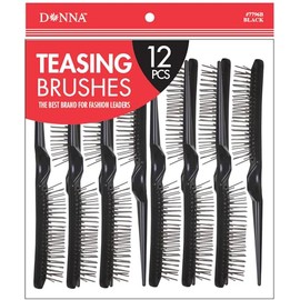 DONNA BULK PACK PREMIUM COMBS Teasing Brushes 12pcs Great for All Hair Type, Hair Styling Comb for Women and Salon Black Color