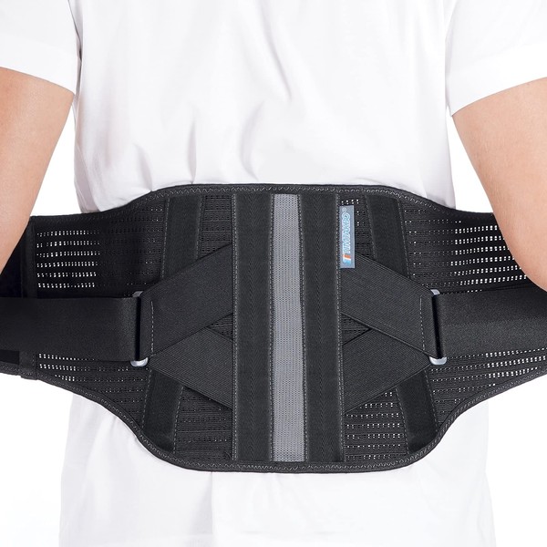 Lower Back Brace for Pain Relief, Back Brace Back Support Belt, Flexible Lumbar Support, Back Support Brace for Lifting at Work, Scoliosis Pain Relief Brace (Black,2XL Fits 37.5”-47” Belly Waist)