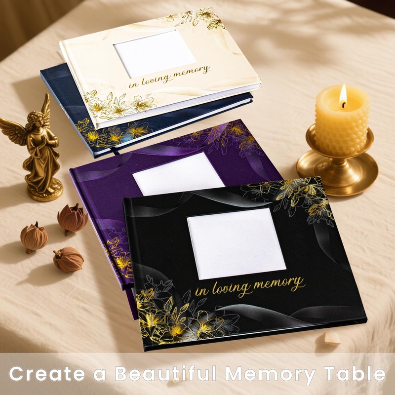 Braveriky Elegant Funeral Guest Book, 9 x 7.5 pulgadas, morado