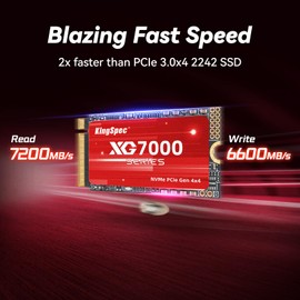 KingSpec 512GB PCIe 4.0 M.2 2242 SSD - Read Speed up to 7200MB/s, Internal NVMe SSD 3D NAND Flash, for Legion Go, Laptop & Desktop
