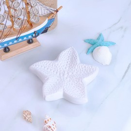 Shell Soap Dish, Starfish Jewelry Dish Tray, Ceramic Ocean Soap Holder for Bathroom,Tub, Kitchen Sink & Vanity Spaces(Starfish)