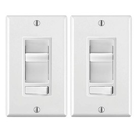 Leviton 2 Pack Decora SureSlide Universal LED Dimmer, 600W-120VAC Incandescent and 150W-120VAC Dimmable LED and CFL, 60Hz, Single Pole and 3-Way - White