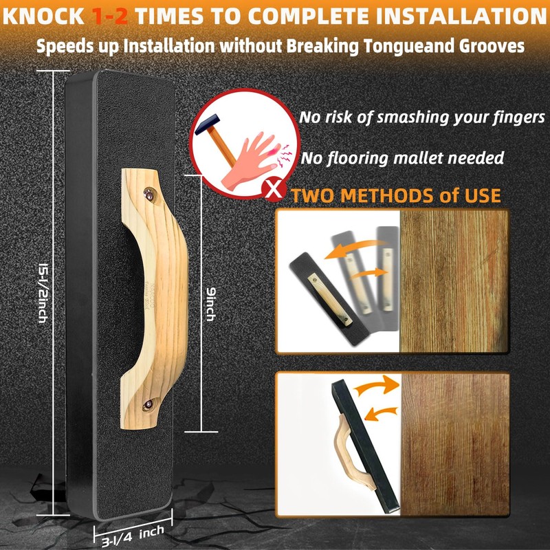 NAACOO Laminate/Vinyl Flooring Tools, Heavy Tapping Block, Heavy Pull Bar,