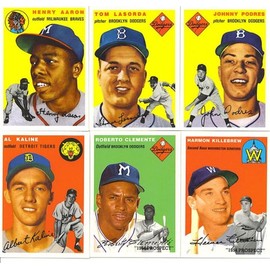1994 Topps Archives 1954 Reprint Complete Mint Hand Collated 256 Card Set; It Was Never Issued in Factory Form. Loaded with Stars and Hall of Famers Including Jackie Robinson, Gil Hodges, Warren Spahn, Eddie Mathews, Pee Wee Reese, Yogi Berra, Phil Rizzu
