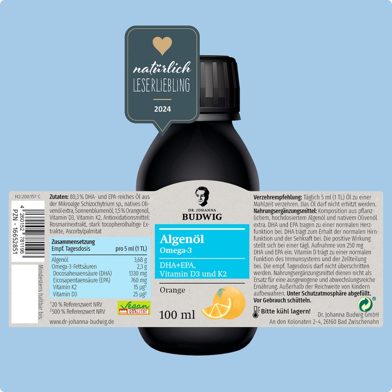 Dr. Budwig Omega 3 Algae Oil Orange (100 ml) High
