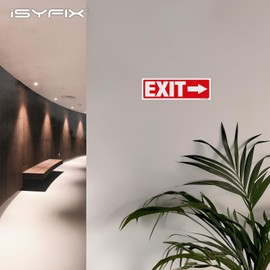 iSYFIX Exit Signs Stickers 12 Pack 12x4 Inch - Laminated Premium Vinyl Directional Right Arrow Signs for Buildings, Office, Workplace, Stores, Schools, Theaters, Parking, Restaurants, Factories