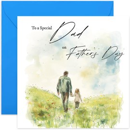 Special Father's Day Card for Dad - Sweet Father's Day Card from Daughter Son - Adult Father's Day Card for Him - Watercolour Artwork Greeting Card - Luxury Father's Day Card for Men