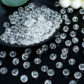 Dowarm 400 Pieces 4mm Briolette Crystal Glass Beads for Jewelry Making, Rondelle Crystal Beads for Crafts Wind Chimes Suncatchers Wine Charms, Briolette Spacer Beads (Crystal Clear, White)