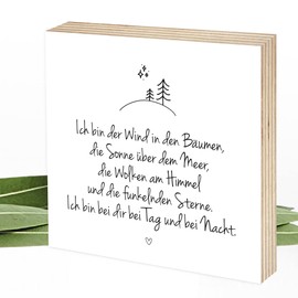 Wunderpixel® Holzbild Ich bin der Wind - bin bei dir - Andenken an Verstorbene - 15x15x2cm zum Hinstellen/Aufhängen, echtes Foto mit Spruch auf Holz - Wand-Bild Aufsteller - Erinnerung Trost-spender