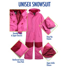 Arctic Hero Kids' Snowsuit - Boys' and Girls' Waterproof Jumpsuit - Winter Pram Snowmobile Ski Suit Coveralls (2T-12), Size 2T-3T, Pink/Fuschia