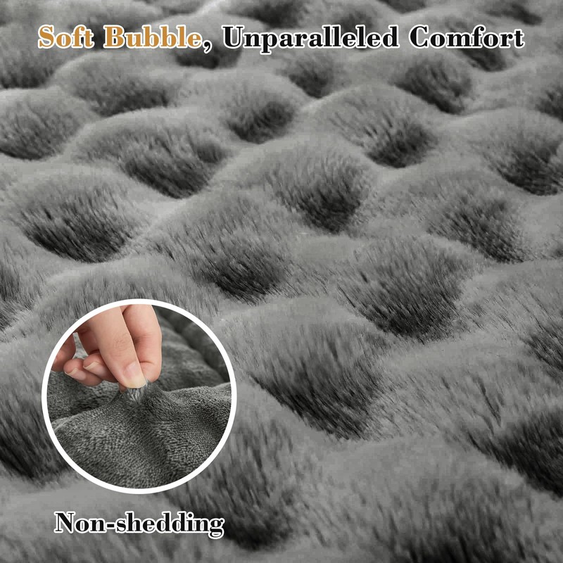 Cymula Queen Mattress Topper Fleece Bubble Pillow Top Mattress Pad