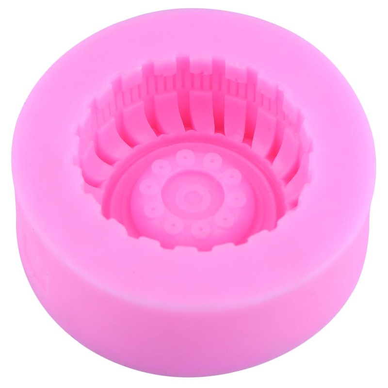 Mujiang 3D Round Tire Fondant Mold Truck Wheel Silicone Molds