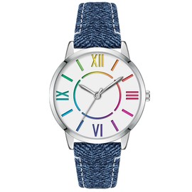 Bisley Women Watch Blue Denim Strap Colorful Dial Easy to Read Waterproof Watch