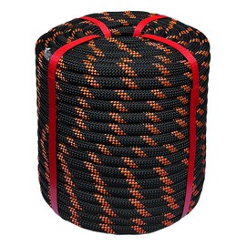 Arborist Rope 1/2 in x 150 Ft Black Tree Climbing Rope Polyester Braided Arborist Climbing Rope 1/2 inch 48 Strands 150 Feet for Various Outdoor Applications Construction Climbing Swing Sailing