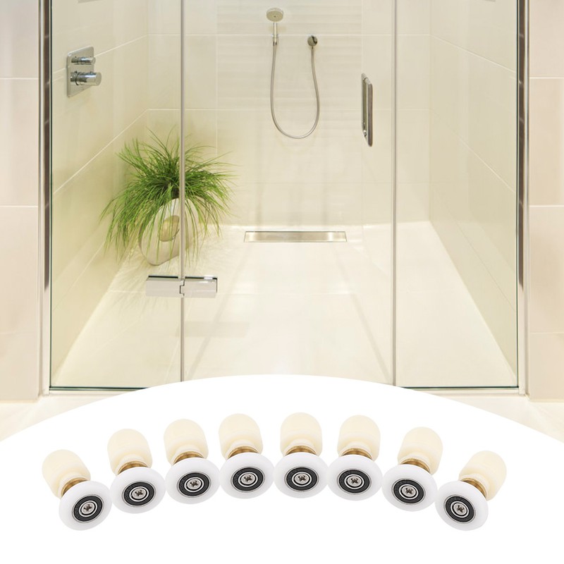 8pcs Brass ABS Sliding Glass Shower Door Rollers Runners Pulleys