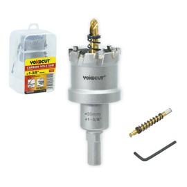 1-3/8 Inch Carbide Hole Saw, Hole Cutter Carbide Tipped with Pilot Drill Bit, TCT Hole Saws for Stainless Steel, Metal, Iron, Copper, Brass, Plastic, Wood