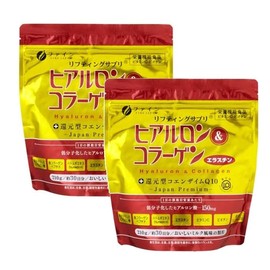 Fine Japan Hyaluron & Collagen + Reduced Coenzyme Q10, Bag Type, Pigeon Extract, Elastin, Set of 2 Bags