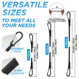 Bungee Cords with Carabiner Hooks, SDTC Tech 6-Pack Black Heavy Duty Bungee Straps 18“, 24”, 36“ Elastic Tie Downs Straps for Tents, Cargo, Kayak Boat, Bikes Rope Tie, Tarp, Luggage