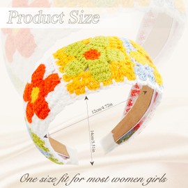 Vovii Crochet Headband for Women, Knitted Hippie Head Bands Scarf for Women 70s Hair Accessories (Red, Green, Yellow, Blue)