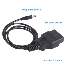 ZIWIMEGO Automobile OBD2 16 Pin to DC Automobile Diagnostic Tools OBD-II Male Cable for Car Extension Cord Connector Power Supply Cable