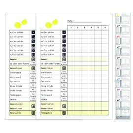 DiceCupFlex Dice Game Pad DIN A6 with 50 Pages Dice Pad, Game Pad, Replacement Pad Design (2 Pieces, Yellow)