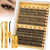 QUEWEL Kit-Extension-Cils,30+40D Faux-Cils-Naturel Mixte 10-18mm Extension Cils Souples avec Colle