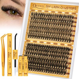 QUEWEL Kit-Extension-Cils,30+40D Faux-Cils-Naturel Mixte 10-18mm Extension Cils Souples avec Colle Faux Cils and Seal, et Pince Extension De Cils (30+40)