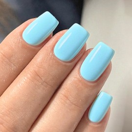 Lifextol 120pc Blue Coffin Press on Nails Short Fake Nails Press ons for Women Acrylic Nail Presson Nail&Glue Tabs, Short Blue Fingernails Coffin False Fingernail Tip Stick on Artificial Fingernail-H