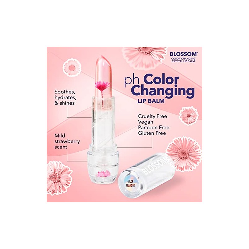 Blossom Crystal Lip Balm - Color Changing - Pink