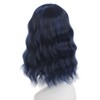 Leeven 12" Ombre Blue Synthetic Wigs with Bangs Short Wavy