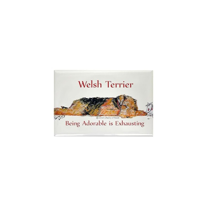 CafePress Exhausted Welsh Terrier Rectangle Magnet, 3"x2" Refrigerator Magnet