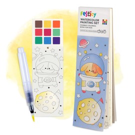 Festicy Watercolour Colouring Book with Water Tank Brush I 25 Pages for Children on the Go I Perfect Aeroplane Activity Children I Games for Long Car Trips I Holiday Must Haves Children