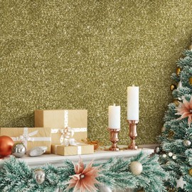 CRE8TIVE Chunky Glitter Wallpaper Stick and Peel Gold Wall Border Trim 8"x354" Fabric Gold Contact Paper for Cabinets and Drawers Adhesive Sticky Wallpaper Border for Girls Room Walls Mirror Frame