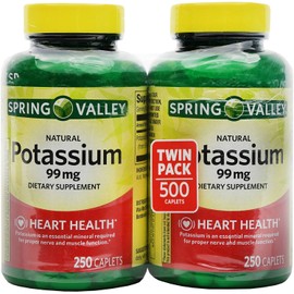 Spring Valley Spring Valley Potassium 99 mg from Potassium Gluconate 595 mg (250 Count, 2 Pack)