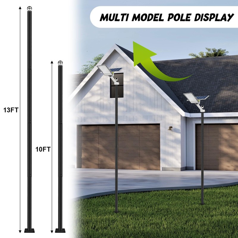 Koiyingnote 10FT Outdoor Solar Street Light Pole, Heavy Duty Galvanized