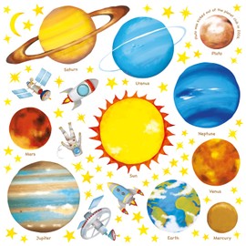 DECOWALL DS4-8007 Planets in The Space Kids Wall Stickers Wall Decals Peel and Stick Removable Wall Stickers for Kids Nursery Bedroom Living Room (Small) d?cor