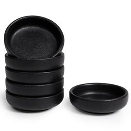 ZEBERBO 3.5 inch Dipping Dishes Set of 6, Ceramic Soy Sauce Dishes, 3 oz Dipping Sauce Cups, Classic Round Small Side Dish Bowls for Sushi, Dipping Bowls, Pinch Bowls, Condiment Finger Bowls, Black
