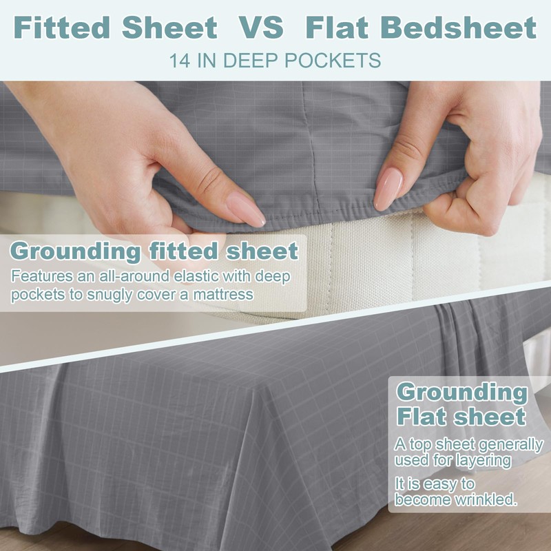 Grounding Sheets Queen Size, Grounding Fitted Sheet 60x80x15 in,10% Pure