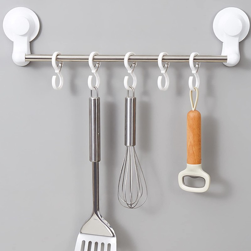 TAOTOO S-Shaped Hooks, Not Fall Off, Small, White, Set of