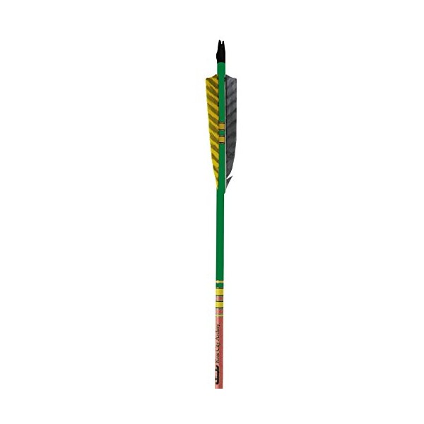 Rose City Archery Port Orford Cedar Extreme Elite Arrows with Clear Lacquered Shaft, 3" Length Shield Fletch, 5/16" Diameter & 40-45 lb Spine Weight (3 Pack), Green