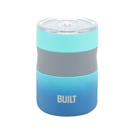 BUILT - Taza de acero inoxidable sellada al aspiradora de doble pared de 12 onzas, tapa Tritan fácil de limpiar con protector deslizante contra salpicaduras, color azul degradado