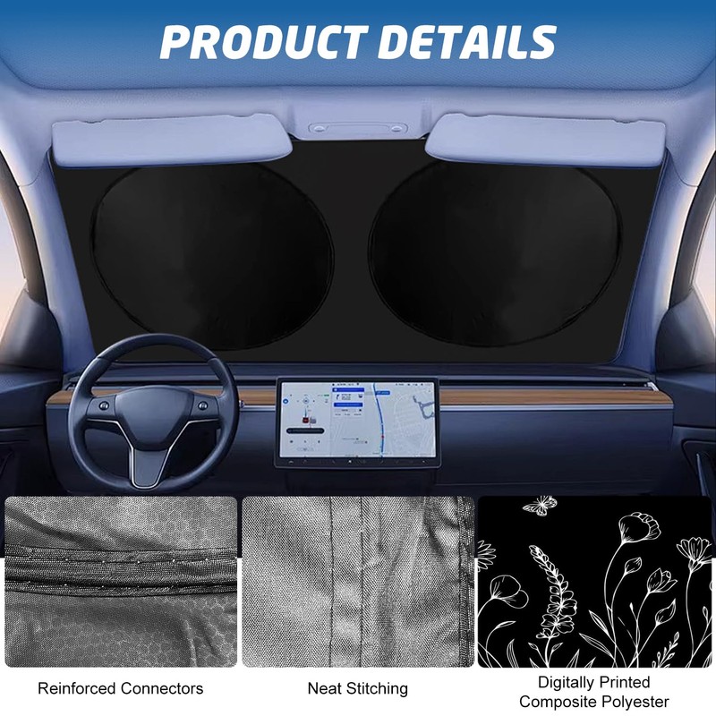 Windshield Sun Shade for Car, 63"x28.5" Universal Fit Front Window
