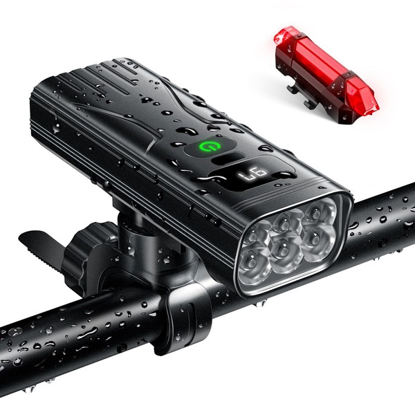 Bicycle Light, Bicycle Headlight, 6,400 mAh Large Capacity & 6