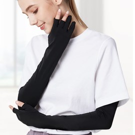 Cocoarm UV -Schutz Arm Ärmel Ice Seide Nicht -Slip Sonnenärmel für das Fischen von Wandern, Perfekte für Männer und Frauen (Black)