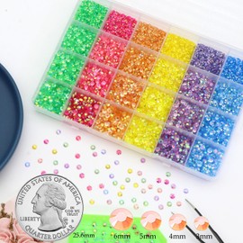 RODAKY 24000PCS Flatback Resin Crystal Rhinestones for Craft Transparent AB Rhinestones Stone Beads Bedazzling Non Hotfix Crystal Gems for Manicure DIY Nails Tumblers Clothes Makeup