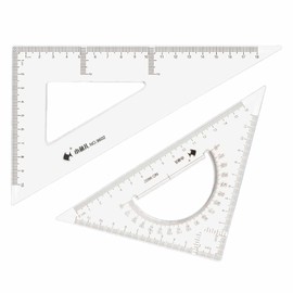 2 PCS Triangle Ruler Square Set 18cm, 16cm 30/60 and 45/90 Degrees Measuring Tools for Classrooms Home Office, Transparent, ruler set
