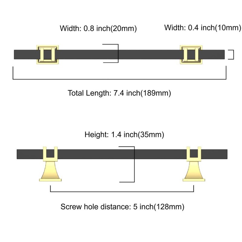 ROMATEE 10 Pack 5 Inch(128mm) Cabinet Pull Black and Gold