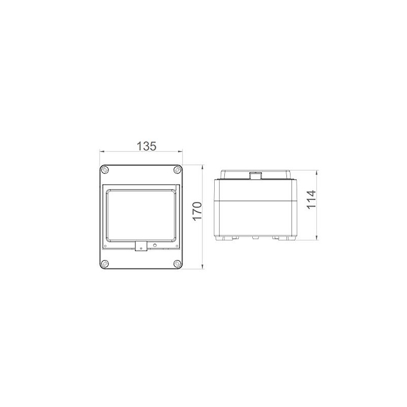 Hermetic Fuse Box, Small Distribution Board, IP65 Wet Room Surface-Mounted