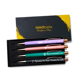 InnoBeta Roommate Gifts for Women - Engraved Friendship Pens for College Students, Unique Practical Gift Idea for Roommates, Writing Pens for Birthday, Christmas, Dorm Gifts (4 Pack)
