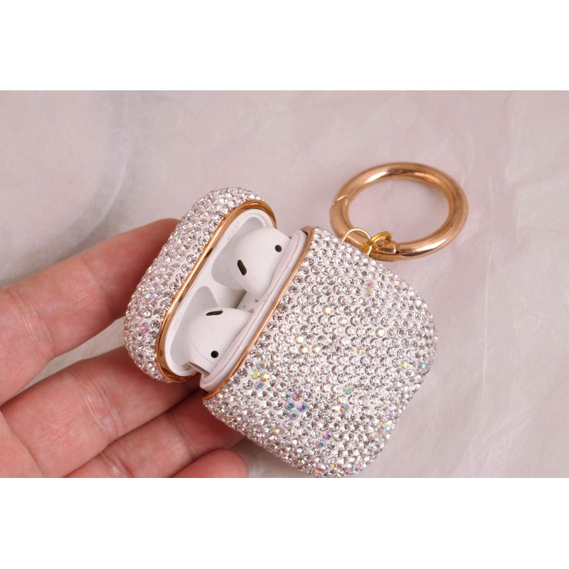 Sparkly Diamond Case for AirPods with Keychain, Shockproof Protective Premium